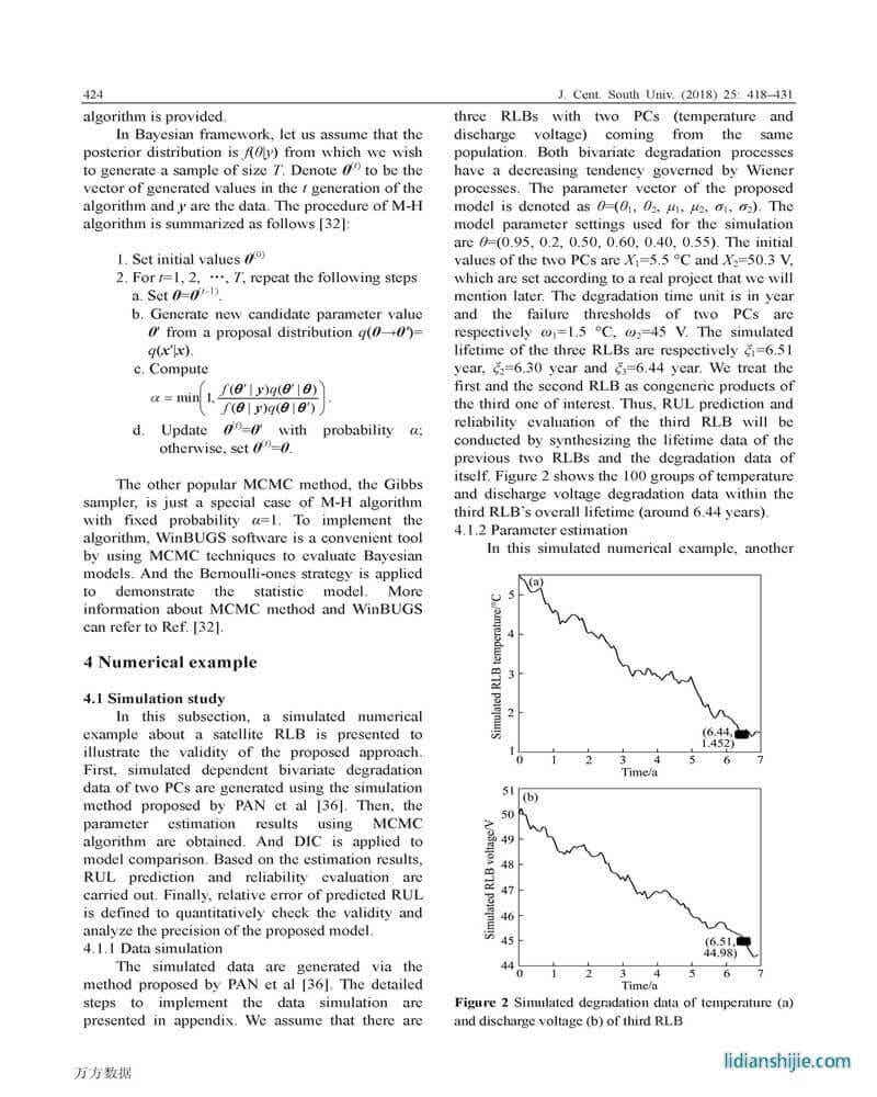 衛星蓄電池二元性能退化和壽命數據的貝葉斯模型