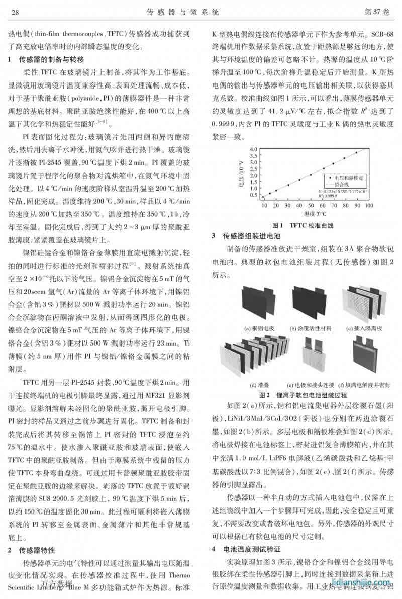 用于鋰電池原位溫度監(jiān)測的柔性薄膜傳感器研究